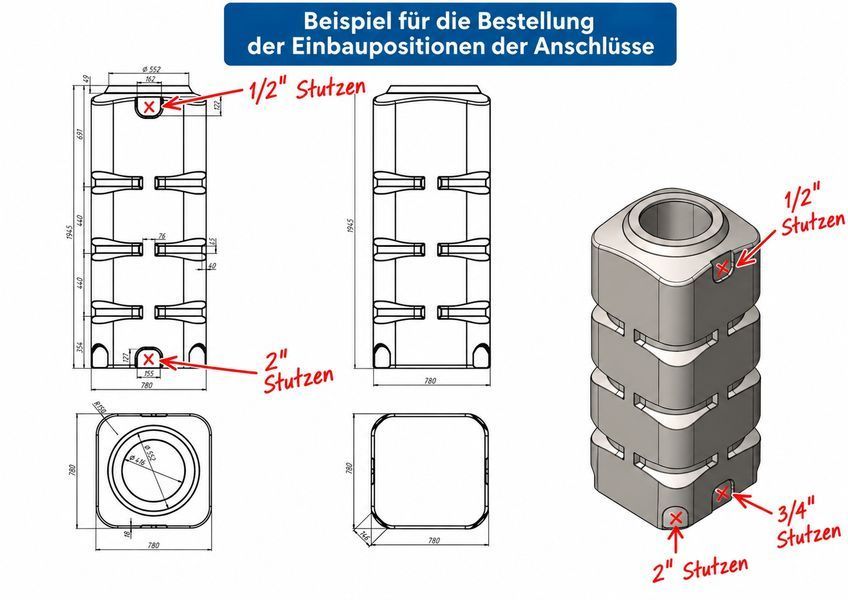 Stutzen 2 Zoll mit werkseitiger Montage